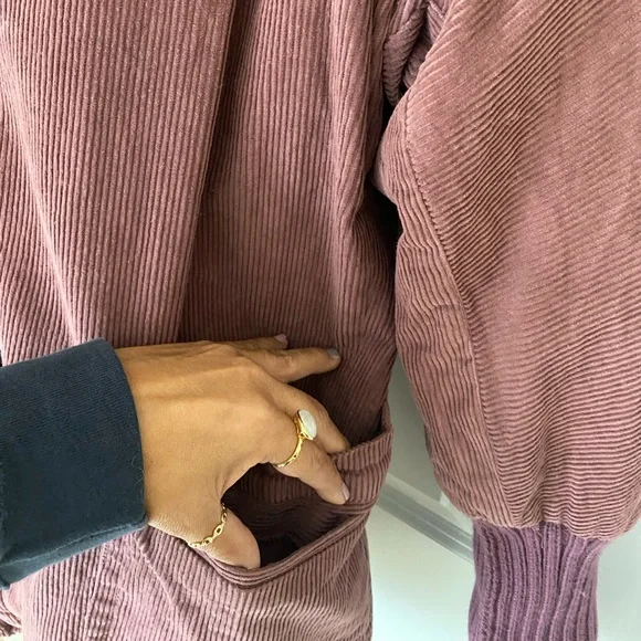 Rare Vintage Eddie Bauer Corduroy Barn Chore Coat Knit Collar Cuffs Mauve 80s - Picture 3 of 8